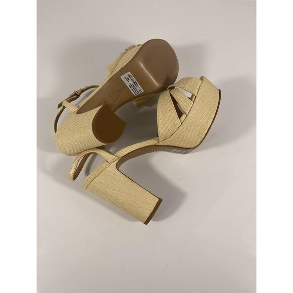 Schutz Keefa Shoes Women's Size 9.5 Natural Raffia Platform Block Heel Sandals - Picture 8 of 11